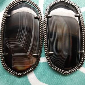 Kendra Scott Black Banded Agate Earrings.